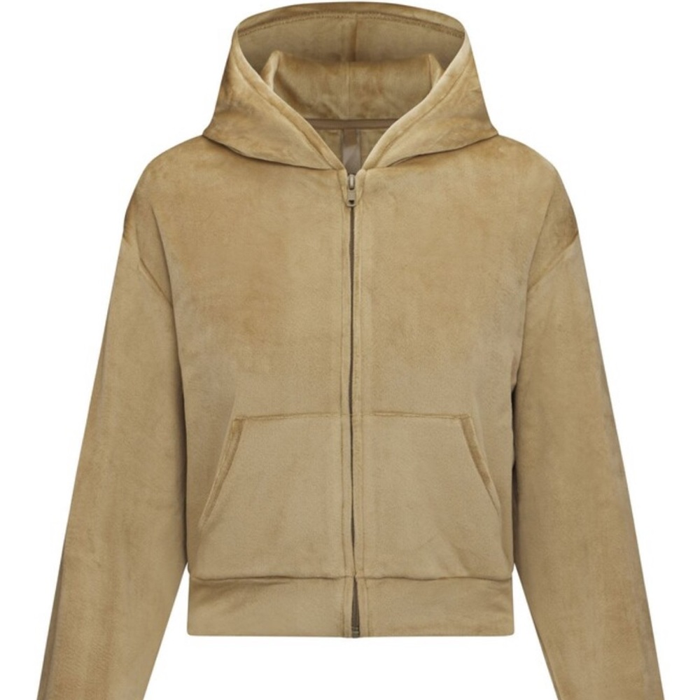 SKIMS Velour Zip Up Hoodie - Gold